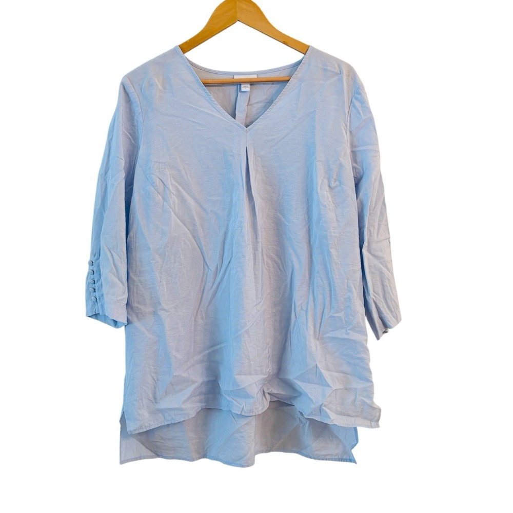 J.‎ Jill Womens Tunic Top Size L Soft Blue Lagenlook Minimalist Beach Resort